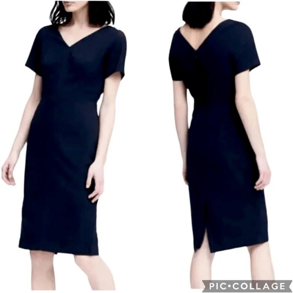 Banana Republic Black Lightweight Wool Dress 0P petite NWT
